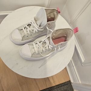 Converse Silver and White High-Top Sneakers
